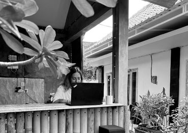 Anna working in Bali