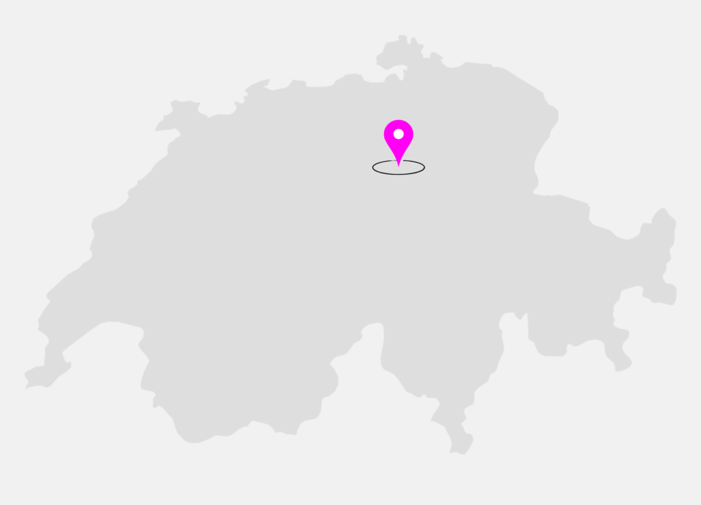 swiss map with pin at Zug